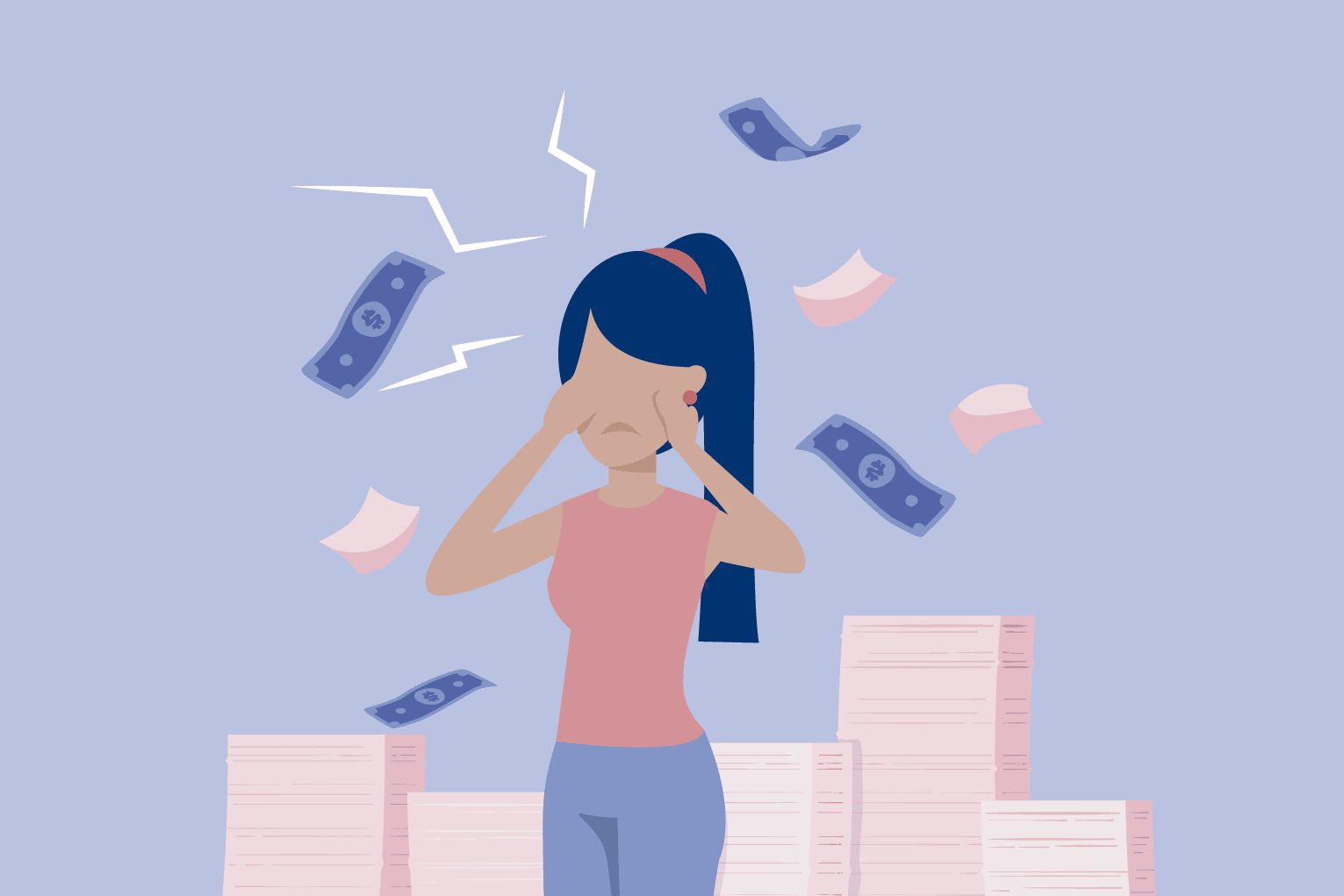a mulher sofrendo abuso financeiro